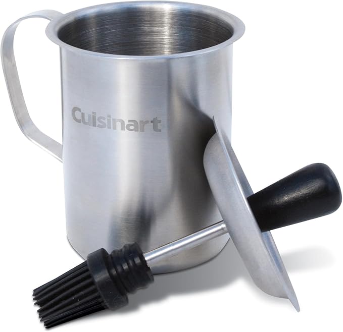 Cuisinart Sauce Pot and Basting Brush Set, 16 oz. Stainless Steel Grill Accessory with Silicone Basting Brush for Cooking & BBQ, Easy to Clean BBQ Accessories for Smoking and Grilling
