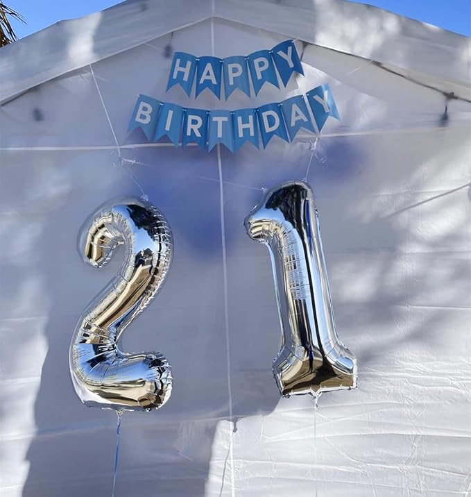 12 Balloons Number, 21 Balloons, 12th Silver Party Decorations 40 In Big 21st for Girl Boys Engagement, Wedding, Celebration Party, Graduations, Photo Shoot