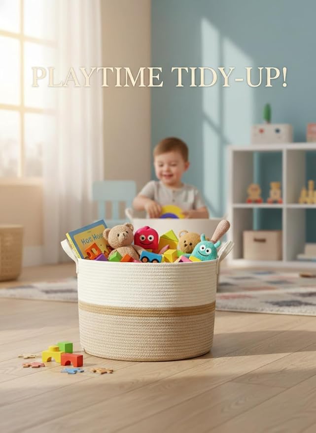 Bellar XXX Large Rope Basket,Shelf Storage Baskets for Organizing,Round Decorative Box for Kids,Woven Rope Storage Snack Storage Area Decorative Boxes Aesthetic -21.7’’*21.7’’*13.8''