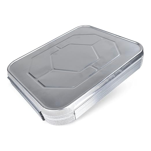 IDL Packaging Aluminum Foil Lids for Half-Size Steam Table Pans - 13" x 11" (pack of 25) - Disposable Cover for Grill Pans - Oven & Freezer Safe - Durable Top for Foil Pan