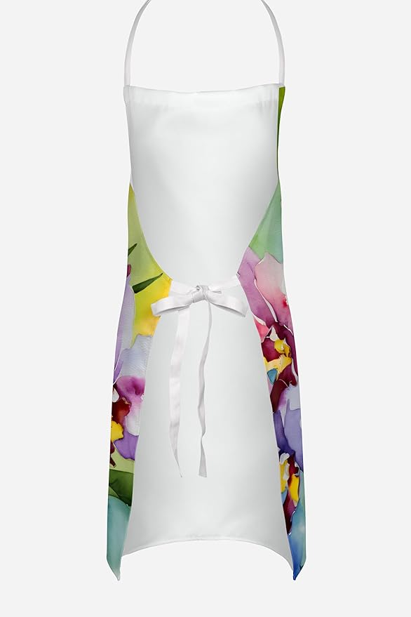 Caroline's Treasures Orchids in Watercolor Apron Cooking Kitchen Server Baking Crafts Gardening for Adult Women Men, Unisex, Large, Multicolor