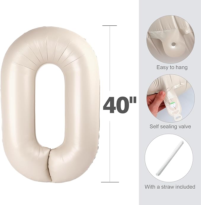 Balloons Number Five, Cream Balloon Numbers 5 for Girls Boys 40 Inch Happy Birthday Decorations for 5 15 25 2025 Graduation Wedding Anniversaries