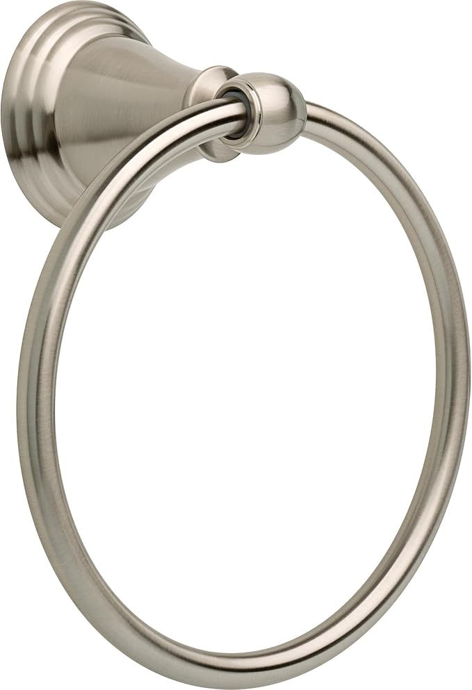 Delta Windemere (1-Pack) Hand Towel Holder SpotShield Brushed Nickel Towel Racks for Bathroom Wall Round Towel Ring Holder for Bath Towel Hanger for Kitchen, Bathroom Accessories 79646-BN