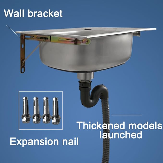 Commercial Sink Hand Washing Basin, Utility Sink Single Bowl Stainless Steel Kitchen Sink, with Drainer Unit and Tap, for Restaurant, Bar, Cafe, Salon & Spa, Home,48x35cm