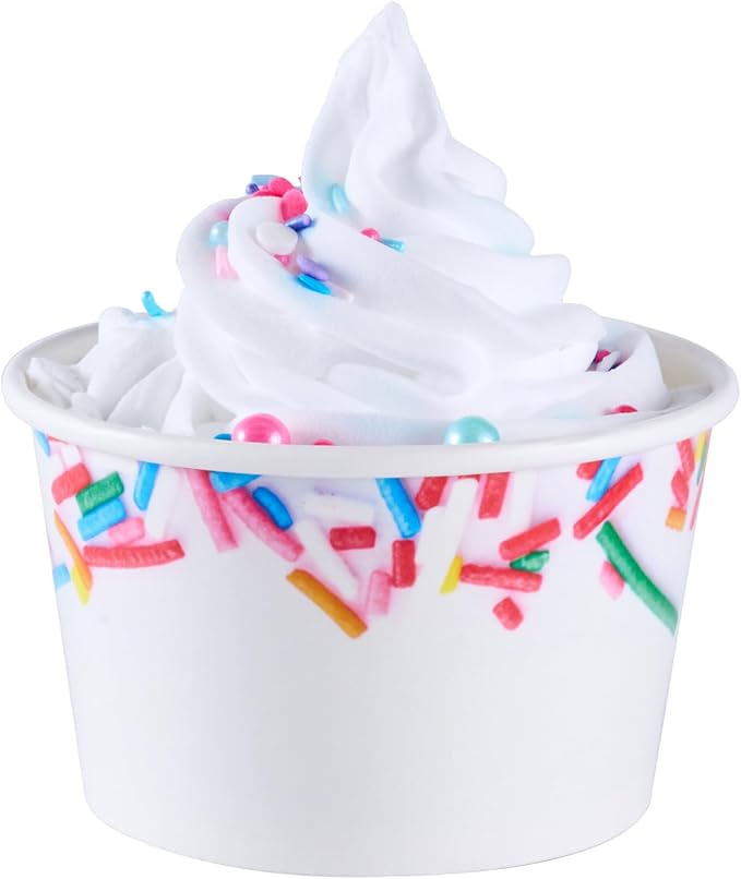 Restaurantware Ice Cream Cups 200 Pack of 8 oz Leak-Resistant Disposable Dessert Bowl Frozen Yogurt Cup Round Paper Container For Cold And Hot Desserts