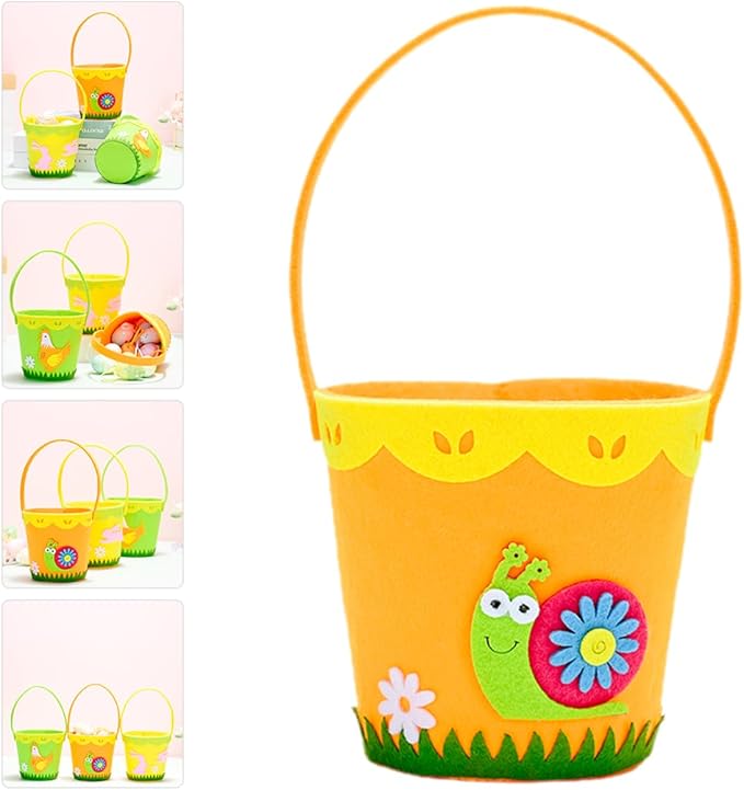 Cabilock Easter Non-woven Fabric Basket Handle Cute Cartoon Storage for Boys and Girls for Organizing Toys Snacks and Easter Surprises Lightweight and Portable Design