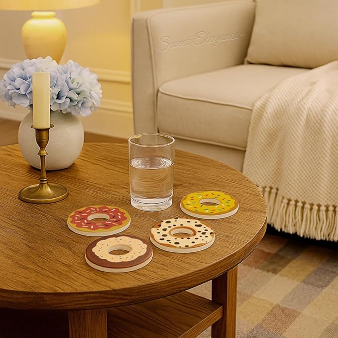 Coasters Set of 4, Water Absorbent Diatomite Coasters for Desk, Decorative Colorful Coasters Cup Mats for Coffee Table (Multiple Colors)