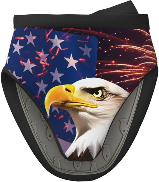 1 Pcs Mini Silicone Oven Mitts USA Eagle Flag Heat Resistant Grilling Gloves with Hanging Loop, Banner Firework Short Kitchen Mittens for Cooking Baking BBQ
