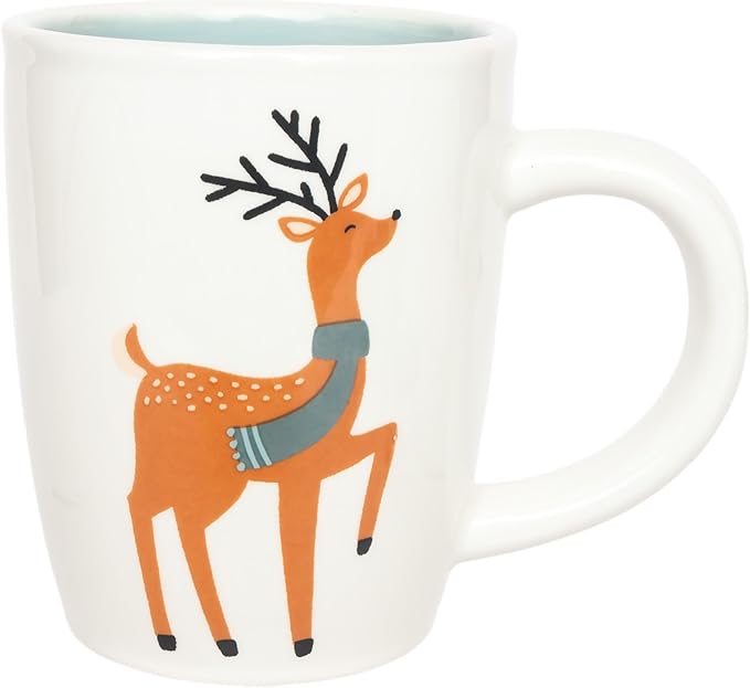 Boston International Ceramic Mug for Coffee Tea & Hot Drinks, 12 oz, Dancing Deer
