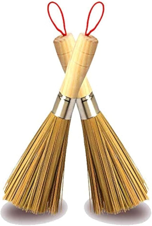 2 Pack Cleaning Whisk Traditional Natural Bamboo Wok Brushes Dishwashing Kitchen Tools Traditional Natural Bamboo Cleaning Brushes