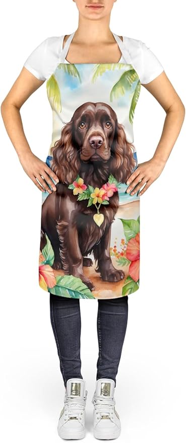 Caroline's Treasures Cocker Spaniel Luau Apron Cooking Kitchen Server Baking Crafts Gardening for Adult Women Men, Unisex, Large, Multicolor