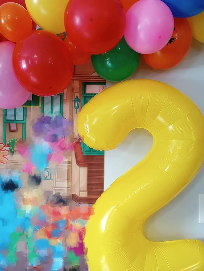 Birthday Balloons Numbers, Balloons 2 Number for Babies Puppies, Yellow Balloon Number for 2, 12, 22, 2025 Graduation Party Wedding Baby Shower New Year