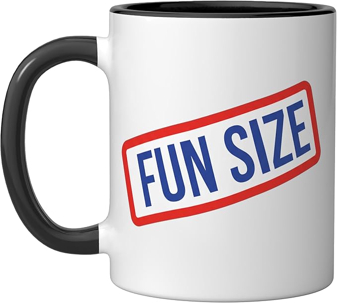 Fun Size Bold Retro Label Funny Candy Snack Humor Ceramic Mug, Black/White