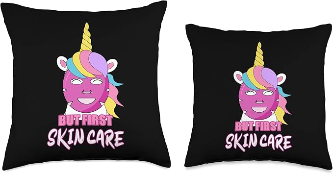 But First Skin Care Beauty Mask Unicorn Sheet Face Mask Throw Pillow