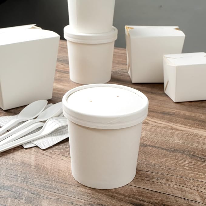 Restaurantware-LIDS ONLY: Bio Tek Lids For 8/12 Ounce Soup Containers, 200 Vented Covers For Paper Soup Containers - Cups Sold Separately, Microwavable, White Paper Lid, Hot And Cold Foods