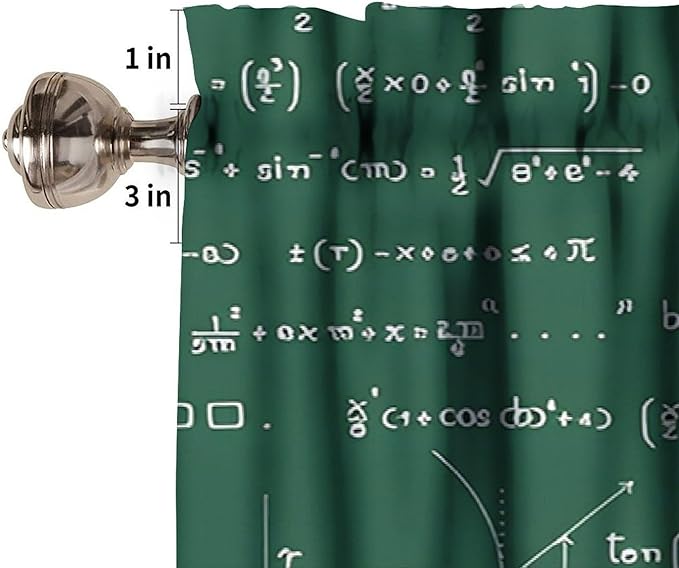 Math Valance Curtain, Mathematics Formula Chart Chalkboard Short Window Treatment for Kitchen Bedroom Study Room Classroom, 54x18Inch