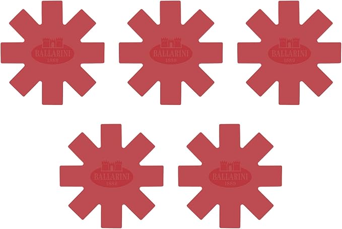 BALLARINI Accessories 5-pc 15.7-inch Silicone Cookware Protecters, Made in Italy, Red
