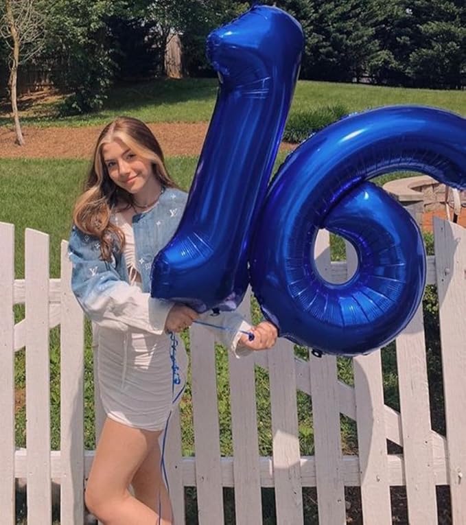 14 Balloon Numbers, Happy 14th Birthday Decorations for Girls Boys, 40 In 41st Dark Blue Balloons for Engagement, Wedding, Celebration Party, Graduations, Photo Shoot