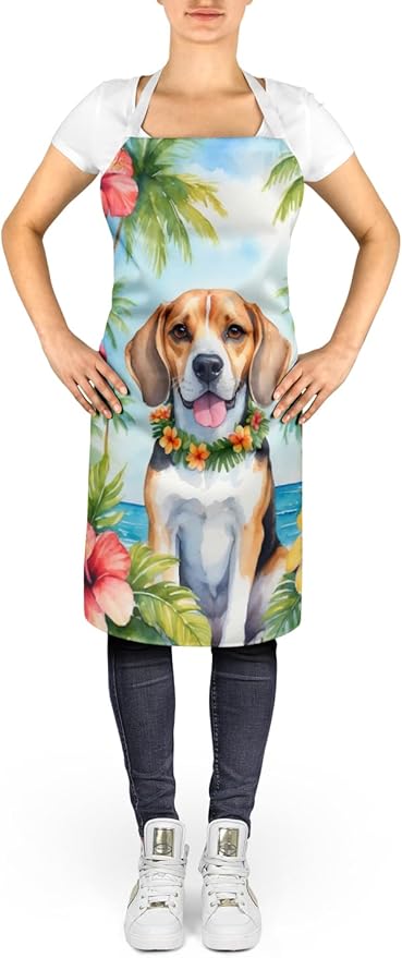Caroline's Treasures Beagle Luau Apron Cooking Kitchen Server Baking Crafts Gardening for Adult Women Men, Unisex, Large, Multicolor