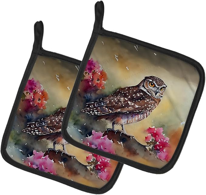 Caroline's Treasures Burrowing Owl Pair of Pot Holders Kitchen Heat Resistant Pot Holders Sets Oven Hot Pads for Cooking Baking BBQ, 7 1/2 x 7 1/2