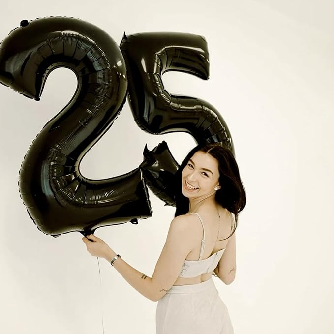 40 Inch 2025 Pack of 4 Black Big Helium Foil Balloon Numbers Large Mylar Number for Christmas New Year's Eve Party Graduation Birthday