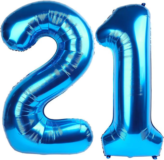40 Inch 21 Number Balloon, Dark Blue Birthday Decorations for Men Women, Birthday Balloon for 12 21st Party Decor, Anniversaries, Celebration Party, Graduation
