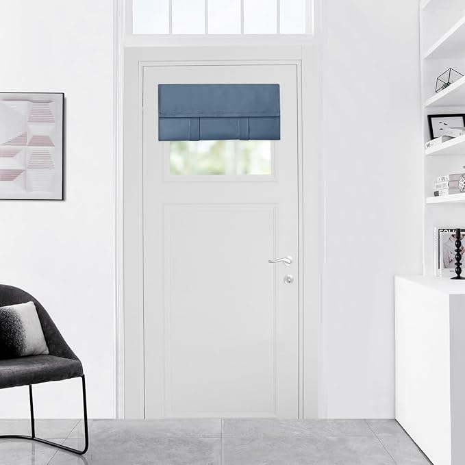 French Door Curtain, Window Blackout Curtain, Suitable for Front Doors, Side Doors, Door and Window Covers with Insulation and Thermal Insulation Functions. 24W x 18L Inches, 1 Panel, Stone Blue.