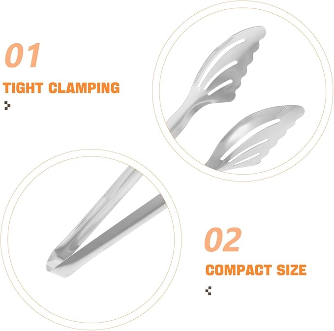 Yardwe Stainless Steel Large Buffet Tongs Heat-resistant Kitchen Food Serving Clamps for Bread, Dessert, and Steak Cooking Tools Reusable Kitchen Utensils for Bbq and Baking