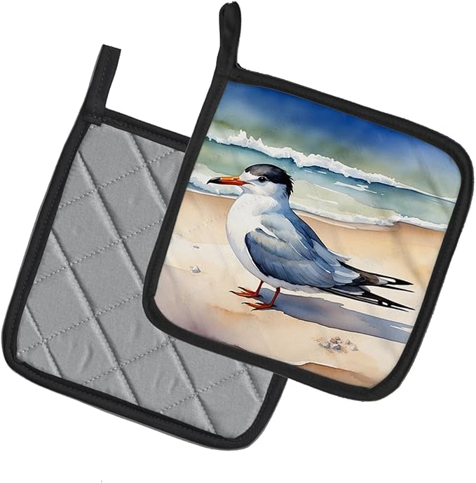 Caroline's Treasures Tern Resting Pair of Pot Holders Kitchen Heat Resistant Pot Holders Sets Oven Hot Pads for Cooking Baking BBQ, 7 1/2 x 7 1/2