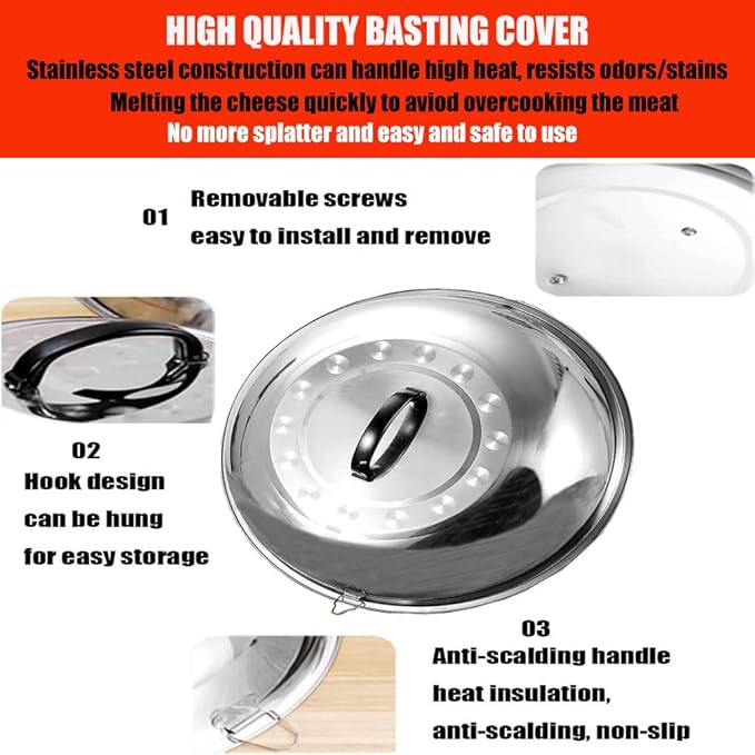 4 Piece Griddle Accessories Kit for Blackstone- 12'' Cheese Melting Dome Stainless Steel with 7'' Burger Bacon Press and 2 Pcs BBQ Heat Resistant Gloves for Flat Top Griddle Grill Indoor Outdoor