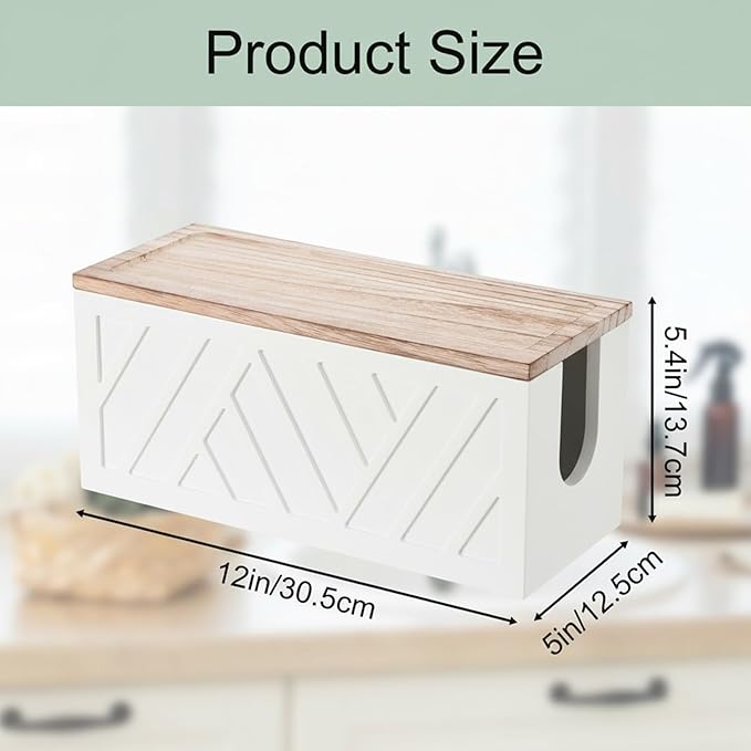 Paper Towel Dispenser Wall Mount Paper Towel Holder with Lid Solid Wood Commercial C-Fold, Z-Fold Hand Papers Towels Holder Dispenser Hand Towels Holders for Bathroom Kitchen Office Decor (White)