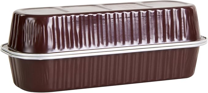 Restaurantware-6.8 Ounce 6.5 X 2.6 X 1.2 Inch Mini Cake Pans, 100 Round Baking Cup - Disposable, With Dome Lids, Coffee Brown Aluminum Cake Pans, Lightweight, For Frosted Mini Desserts