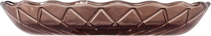 Nicole Miller – Soap Dish, Embossed Glass with Diamond Trellis Texture & Scalloped Rim, Perfect for Holding Bar Soap or Sponges on Bathroom & Kitchen Counters (Bijou Brown)