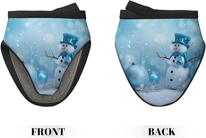 2 Pcs Mini Silicone Oven Mitts Cute Blue Snowman Heat Resistant Grilling Gloves with Hanging Loop, Xmas Tree Bell Little Kitchen Mittens for Cooking Baking BBQ