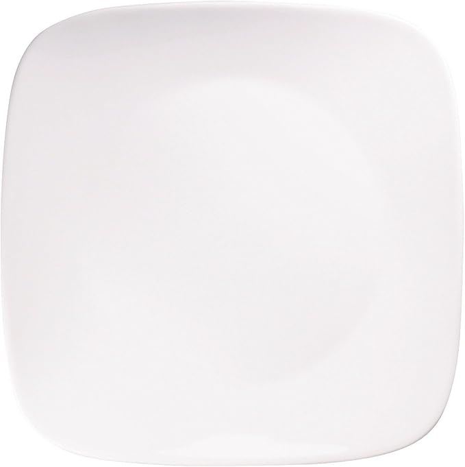 Corelle J2213-N CP-9621 Plate, Plate, Width 10.4 inches (26.5 cm), Shatter-Resistant, Lightweight, Winter Frost White, Square, Platter, Set of 5