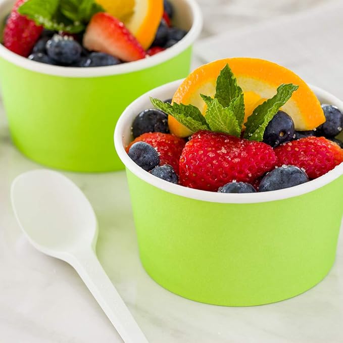 Restaurantware-Coppetta 12-Ounce Dessert Cups, 50 Disposable Ice Cream Cups - Lids Sold Separately, Sturdy, Light Green Paper Frozen Yogurt Bowls, For Hot And Cold Foods, Perfect For Gelato Or Mousse