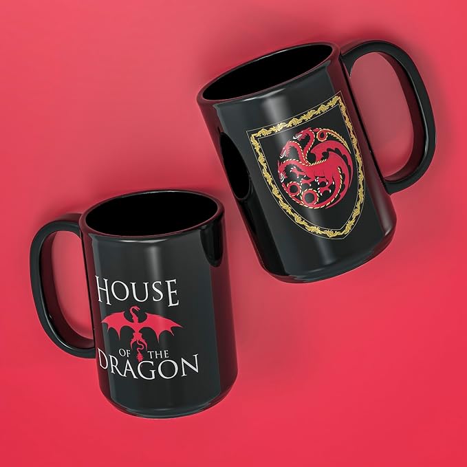 Zak Designs House of the Dragon Unique Color Change Ceramic Coffee Mug for Hot Drinks, Collectible Keepsake (15 oz, Targaryen)