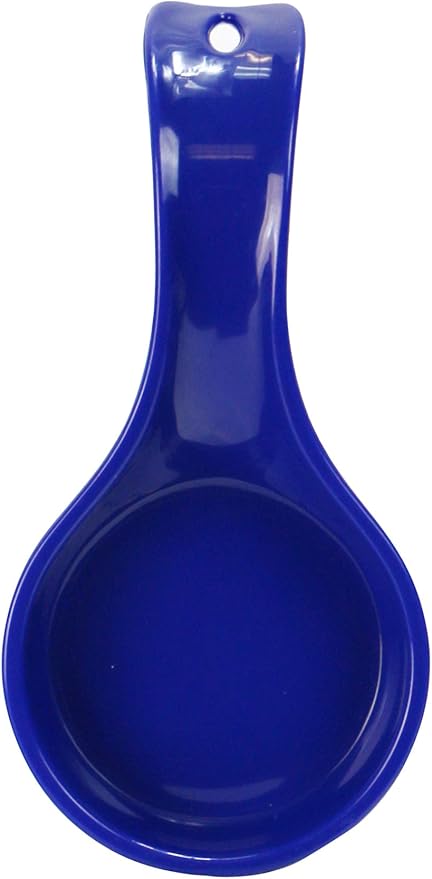 Reston Lloyd Kitchen Counter Utensil Spoon Rest, Ladles, Spaghetti Forks, & Spatulas, Durable BPA-Free Plastic – Dishwasher Safe, Décor, Space Saving Hanging Hole on Handle, Indigo