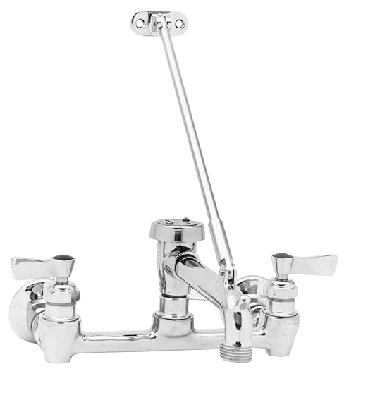 Fisher 8253 8" Adjustable Wall Service Sink Faucet with Long Spout and Vacuum Breaker, and EZ Install Adapters