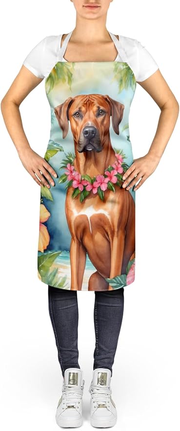 Caroline's Treasures Rhodesian Ridgeback Luau Apron Cooking Kitchen Server Baking Crafts Gardening for Adult Women Men, Unisex, Large, Multicolor