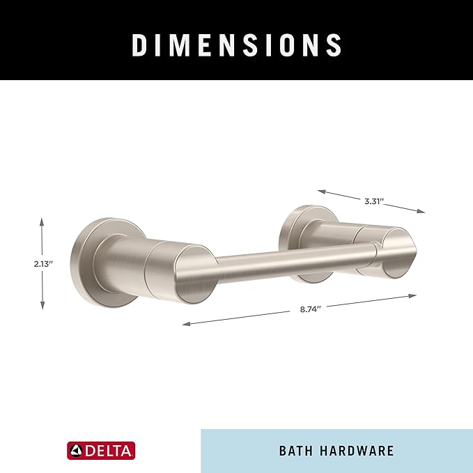 Delta Nicoli (1-Pack) Toilet Paper Holder SpotShield Brushed Nickel Tissue Roll Holder for Bathroom Organization and Storage Pivoting Toilet Tissue Holder Wall Bathroom Accessories NIC50-DN
