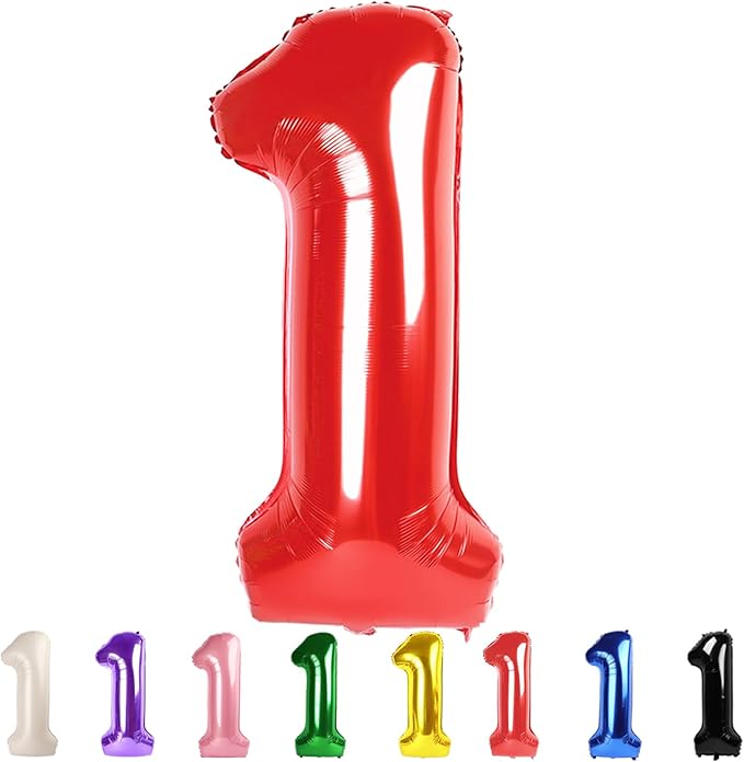 Red One Number Balloons 40 Inch First Birthday Decorations for Boy, Big Balloons Birthday Party Supplies for Engagement, Wedding, Celebration Party, Graduations, Photo Shoot