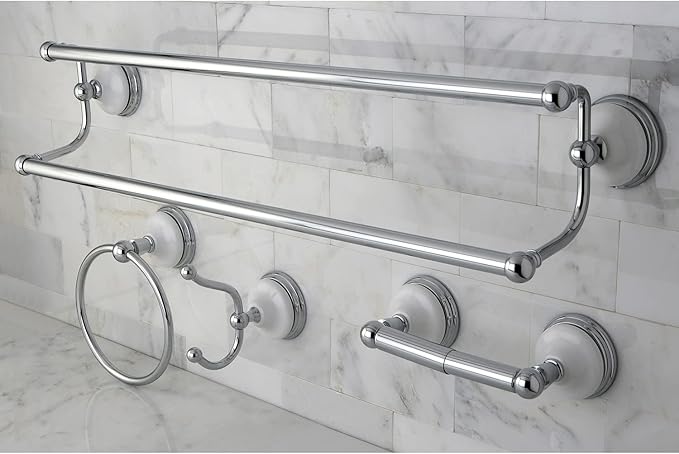 Kingston Brass BAK1113478C Victorian 4-Piece 24-Inch Dual Towel Bar Bathroom Accessory Set in Polished Chrome