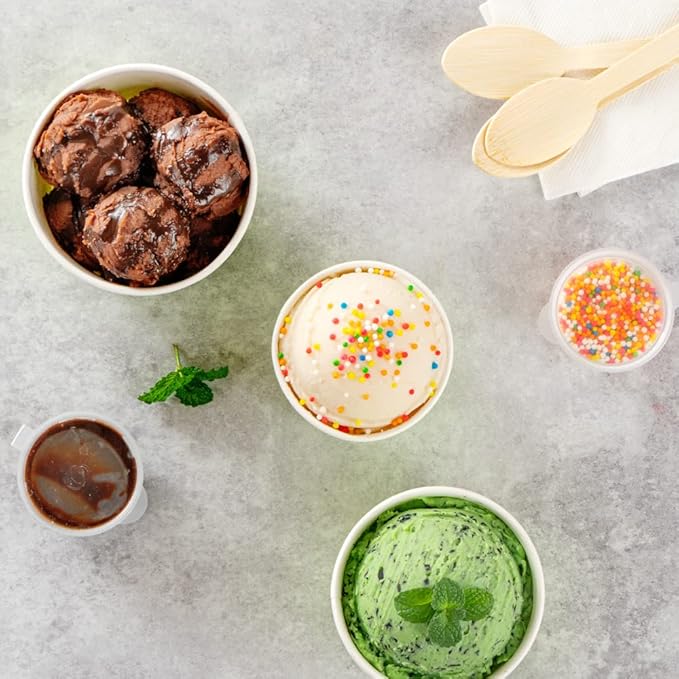 Coppetta 3 Ounce Paper Cups, 200 Durable To Go Cups - Lids Sold Separately, Disposable, Green Paper Dessert Cups, Freezable, For Cafes And Restaurants - Restaurantware