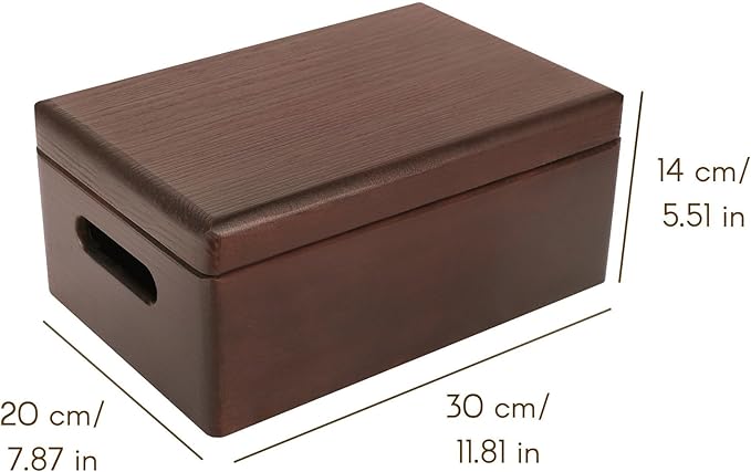 Creative Deco Large Brown Wooden Box Storage with Hinged Lid | 11.8x7.87x5.51in (+-0.5) | Keepsake with Handles | Decorative Gift Box for Tool Toy Storage | Acacia-Like Wood Keepsake Chest Trunk