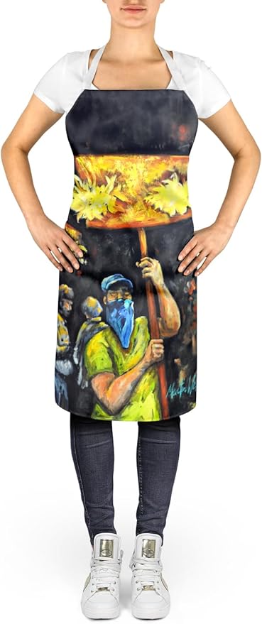 Caroline's Treasures Turn Up The Heat Mardi Gras Apron Cooking Kitchen Server Baking Crafts Gardening for Adult Women Men, Unisex, Large, Multicolor