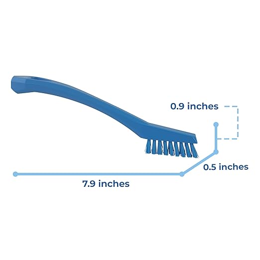 Vikan 44013 Brush,Detail,Stiff,9" x .5",PP/PBT,Blue