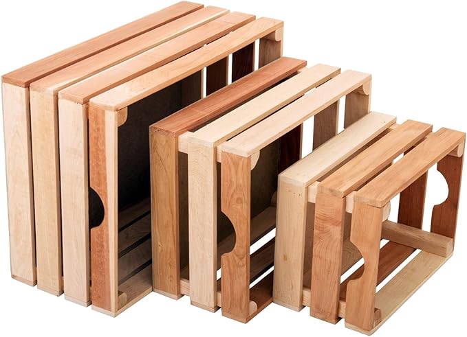VINTAYARD Rustic Wood Crates for vintage decorative display, Nesting Crate set for storage and farmhouse style decor, wooden boxes made from 100% Wood (Natural Cedar, Nested Set of 3)