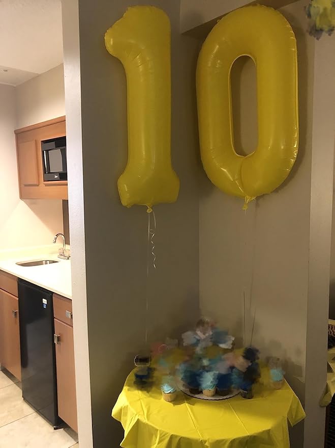 Birthday Balloons Numbers, Balloons 2 Number for Babies Puppies, Yellow Balloon Number for 2, 12, 22, 2025 Graduation Party Wedding Baby Shower New Year