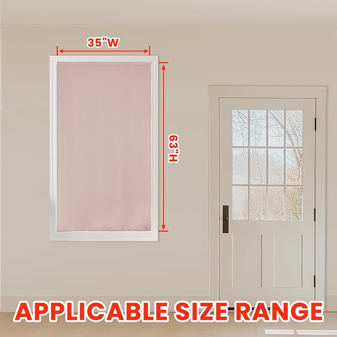 AJAZZ self Adhesive Portable 100% Blackout Curtains Simple and Easy to installBedroom Window Thermal Lnsulated Kitchen Room Darkening Black Small Drapes 1-Pack